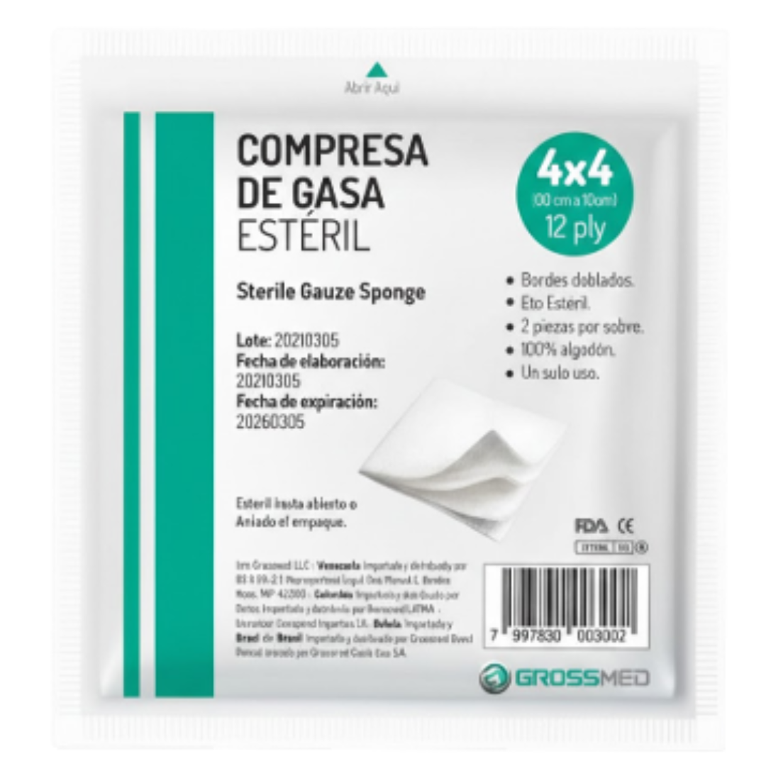 GASA ESTERIL 4X4 SOBRE X 2 UND (GROSSMED)